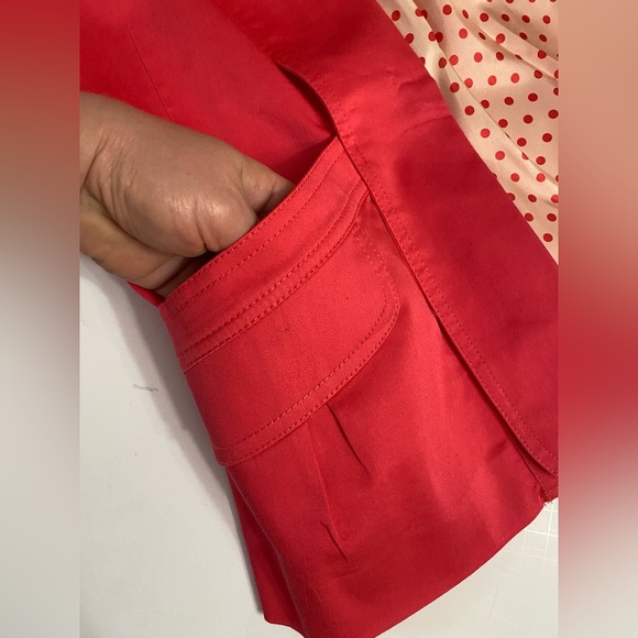 V Cristina Coral Pink Spring Blazer Women’s Size L with polka dot liner - Picture 11 of 12